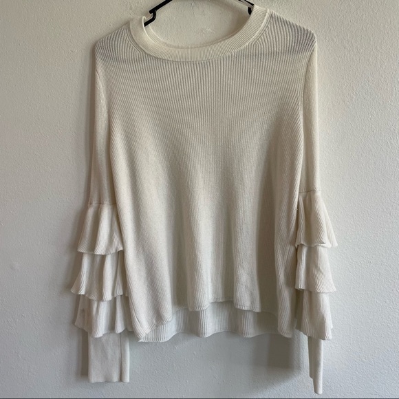 1.STATE RUFFLED TIERED PULLOVER CREAM SWEATER - Picture 5 of 9